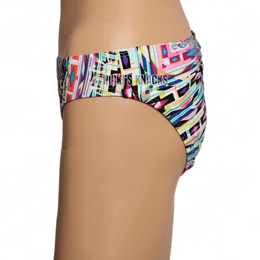 Kenneth Cole Bikini Bottom Tribal Print Shirred Hipster Sash Tab Swim M NWT - Picture 6 of 11